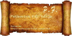 Petkovics Fülöp névjegykártya